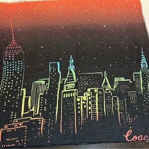 Coach Neon Skyline Scarf F39564 Oversized Square NYC Rainbow Print $195 Retail